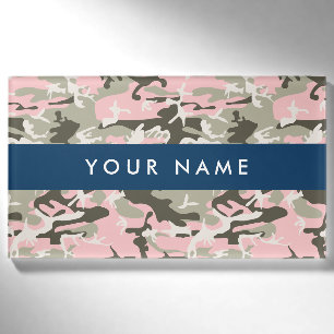 Pink and Green Camouflage Your name Personalize Tag