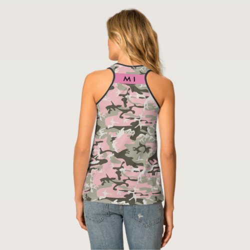 Pink and Green Camouflage Your name Personalize Tank Top