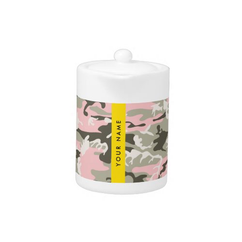 Pink and Green Camouflage Your name Personalize Teapot