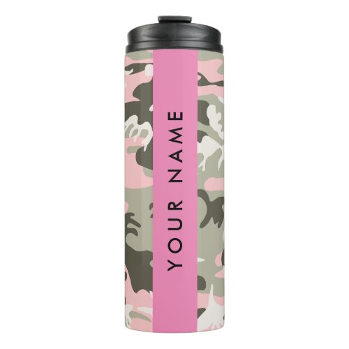 Pink and Green Camouflage Your name Personalize Thermal Tumbler