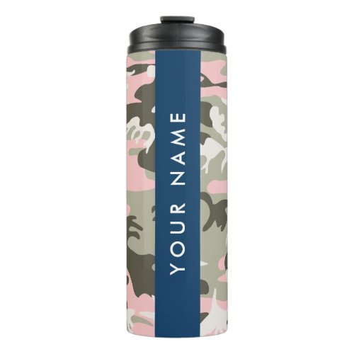 Pink and Green Camouflage Your name Personalize Thermal Tumbler