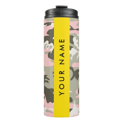 Pink and Green Camouflage Your name Personalize Thermal Tumbler