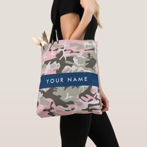 Pink and Green Camouflage Your name Personalize Tote Bag