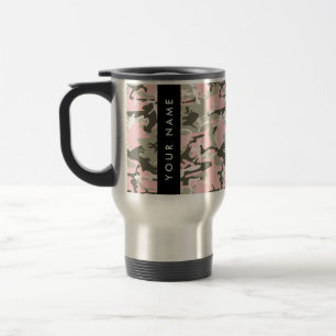 Pink and Green Camouflage Your name Personalize Travel Mug