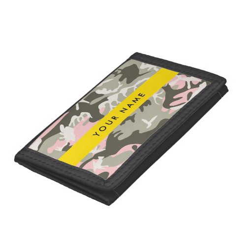 Pink and Green Camouflage Your name Personalize Trifold Wallet