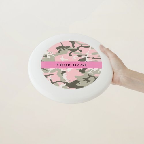 Pink and Green Camouflage Your name Personalize Wham_O Frisbee