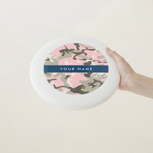 Pink and Green Camouflage Your name Personalize Wham_O Frisbee