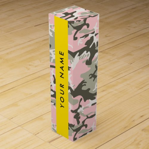 Pink and Green Camouflage Your name Personalize Wine Box