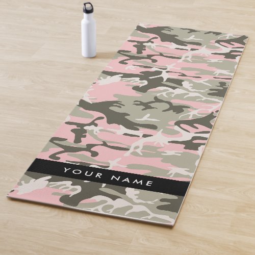 Pink and Green Camouflage Your name Personalize Yoga Mat