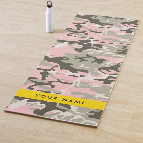 Pink and Green Camouflage Your name Personalize Yoga Mat