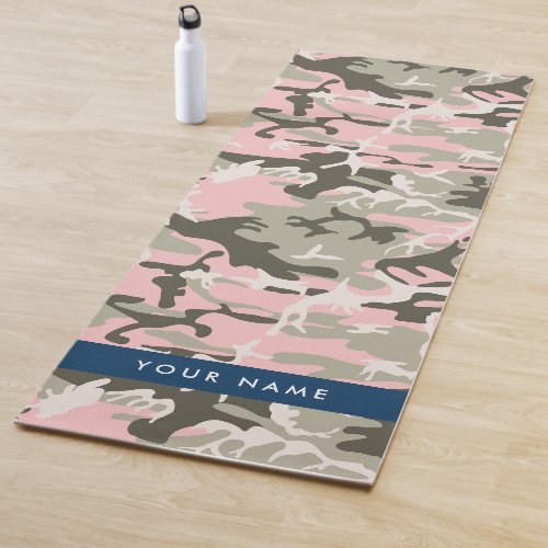 Pink and Green Camouflage Your name Personalize Yoga Mat