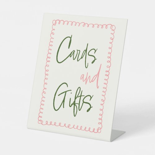 Pink and Green Cards And Gifts Table Sign