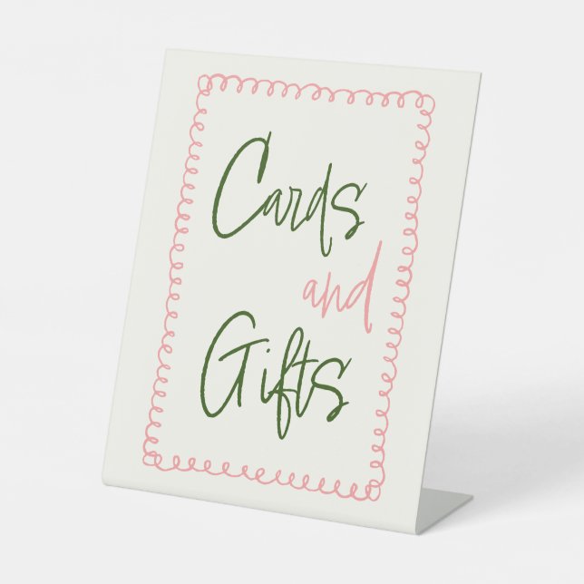Pink and Green Cards And Gifts Table Sign (Front)