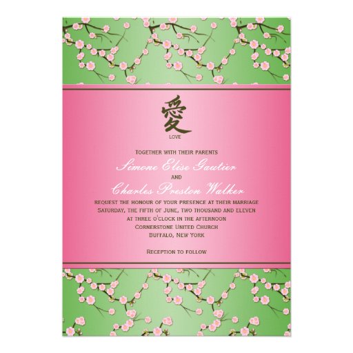 Pink And Green Wedding Invitations 9