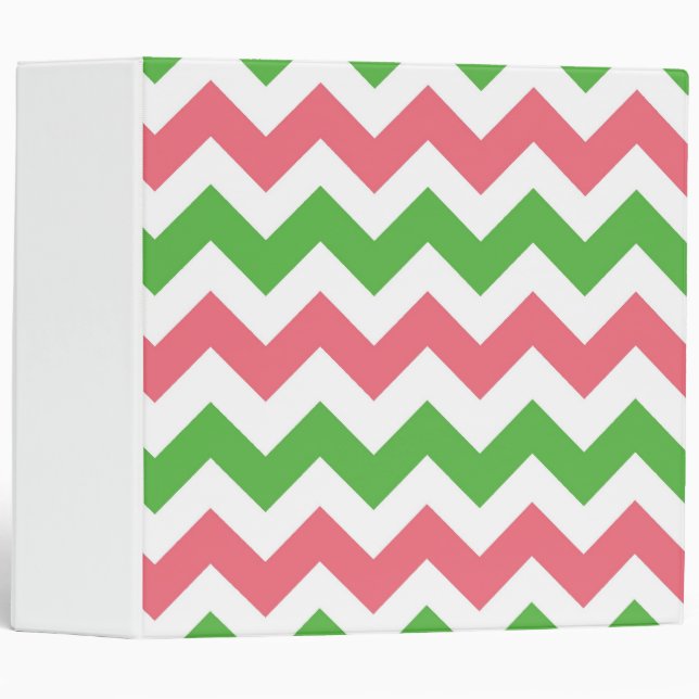 Pink and green chevron 2 inch 3 ring binder (Front/Spine)