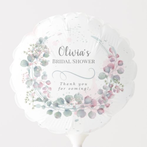 Pink and Green Chic Eucalyptus Foliage Balloon