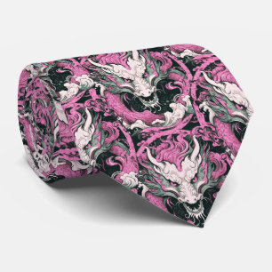 Pink and Green Chinese Year of the Dragon Neck Tie