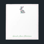 Pink and Green Chinoiserie Bunny With Bow Notepad<br><div class="desc">This cute personalized notepad features an adorable chinoiserie bunny rabbit with preppy pink bow.  Personalize with your choice of name or special text.</div>