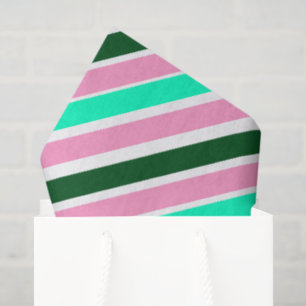 Pink and Green Christmas Candy Stripes Tissue Paper