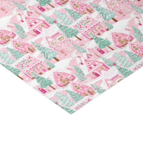 Pink and Green Christmas Gingerbread Village Tissue Paper