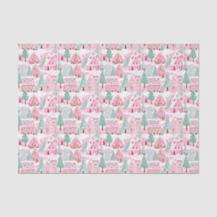 Pink and Green Christmas Gingerbread Village Tissue Paper
