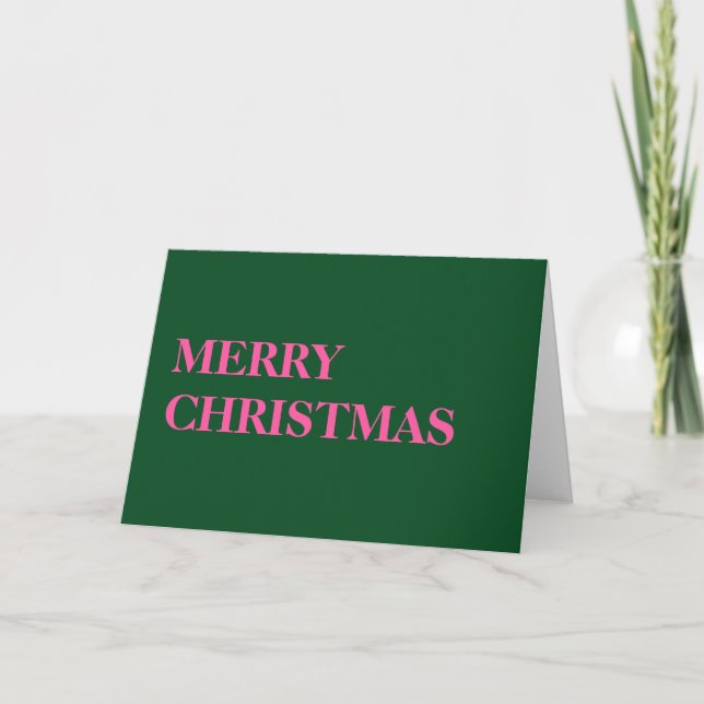 Pink and Green Christmas Holiday Card (Front)