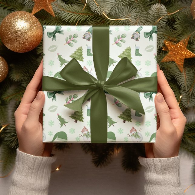 Pink and Green Christmas Holiday Wrapping Paper  (Creator Uploaded)