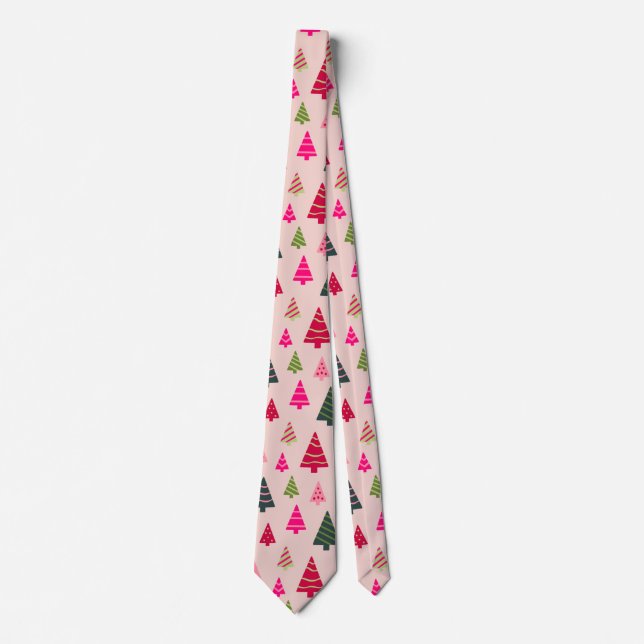 Pink and Green Christmas Neck Tie (Front)
