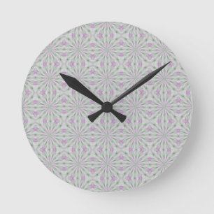 Pink and Green Christmas Rosettes Round Clock
