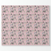 Pink and Green Christmas Tree Wrapping Paper (Flat)