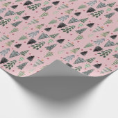Pink and Green Christmas Tree Wrapping Paper (Corner)