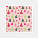 Pink and Green Christmas Trees Napkins
