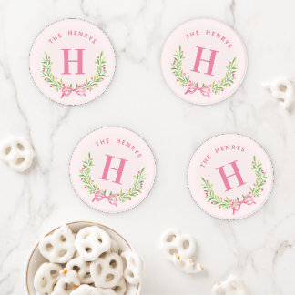 Pink and Green Christmas Wreath Coaster Set