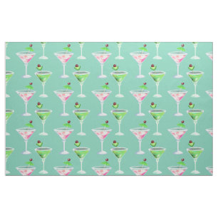 Pink and green cocktails fabric
