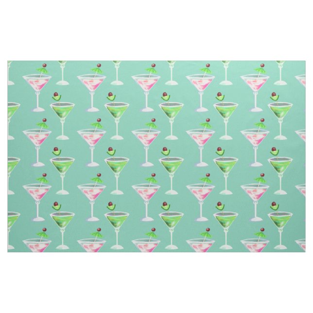 Pink and green cocktails fabric (Fat Quarter)