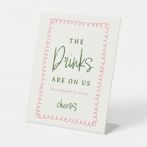 Pink and Green Colorful Wedding Open Bar Sign