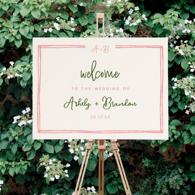Pink and Green Colorful Wedding Welcome Sign (Creator Uploaded)