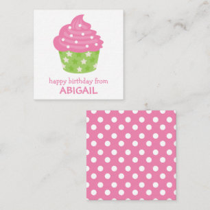 Pink and Green Cupcake Gift Enclosure Cards