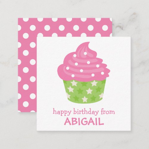 Pink and Green Cupcake Gift Enclosure Cards