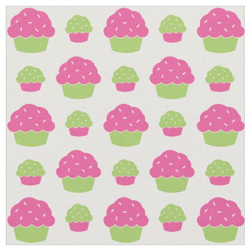 Pink and Green Cupcakes Fabric