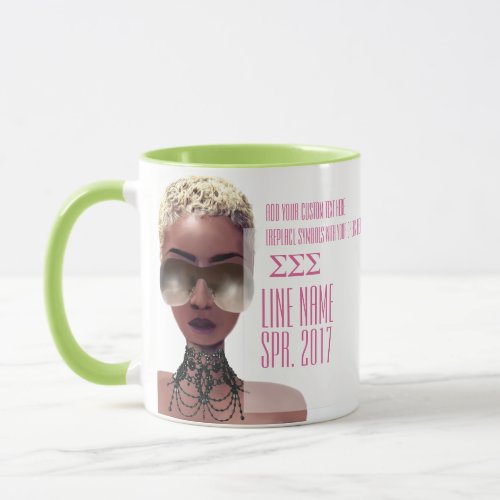 Pink and Green Custom Greek Sorority Gift Mug