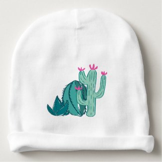 Pink and Green Cute Cactus Baby Beanie