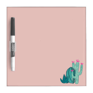 Pink and Green Cute Cactus Drawing Dry Erase Board