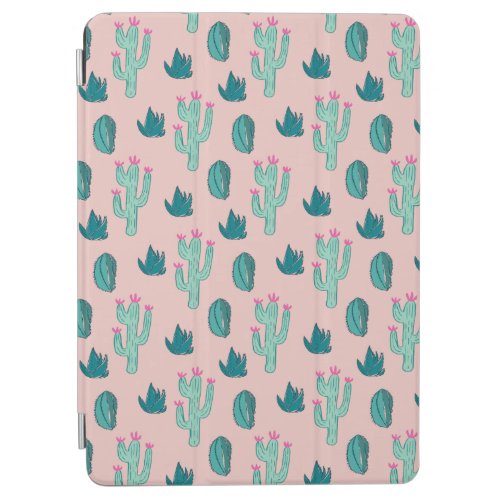 Pink and Green Cute Cactus Pattern iPad Air Cover