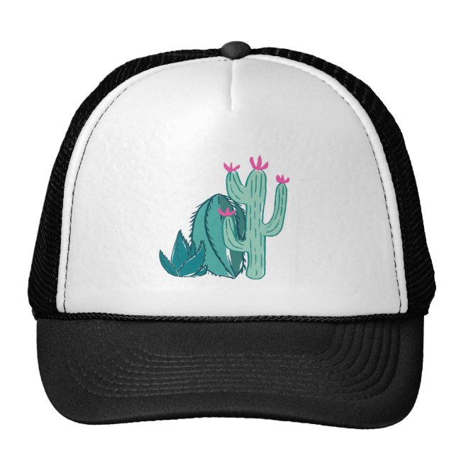 Pink and Green Cute Cactus Trucker Hat