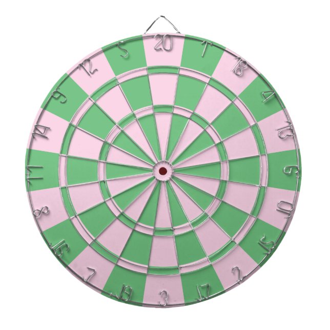 Pink And Green Dartboard With Darts (Front)