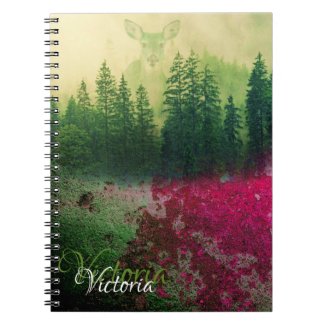 Pink and Green Deer Wilderness Outdoors Forest Not Notebook