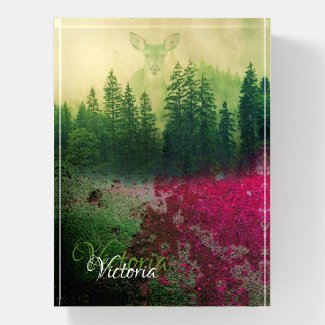 Pink and Green Deer Wilderness Outdoors Forest  Pa Paperweight
