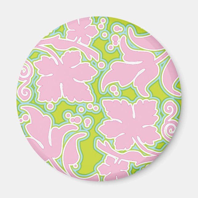 Pink and Green Design Magnet (Front)