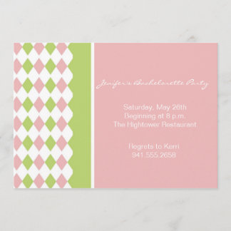 Pink and Green Diamond Invitation
